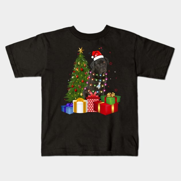 Cane Corso Christmas Tree Santa Hat Funny Xmas Gift Dog Kids T-Shirt by CoolTees